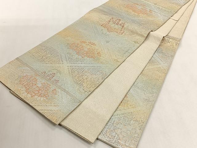 平和屋着物◎六通柄袋帯　綴れ　菱桐唐草文　銀糸　正絹　逸品　CABK3103yk
