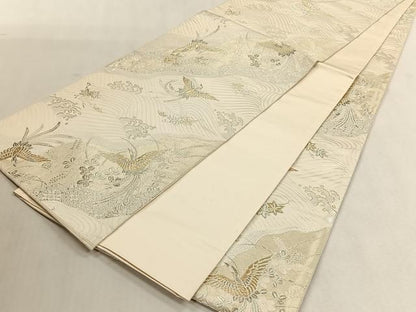 平和屋着物◎全通柄袋帯　美保姿　鳳凰流水草花文　金銀糸　正絹　逸品　CABK3105yk