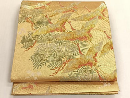 平和屋着物◎六通柄袋帯　飛鶴浜松文　金銀糸　正絹　逸品　CABK3106yk