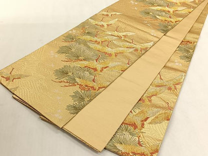 平和屋着物◎六通柄袋帯　飛鶴浜松文　金銀糸　正絹　逸品　CABK3106yk