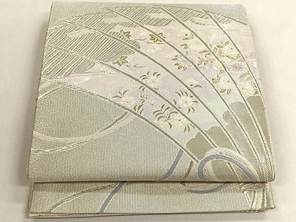 平和屋着物◎六通柄袋帯　唐織　あい絵　金銀糸　三越扱い　正絹　逸品　CABK3110yk