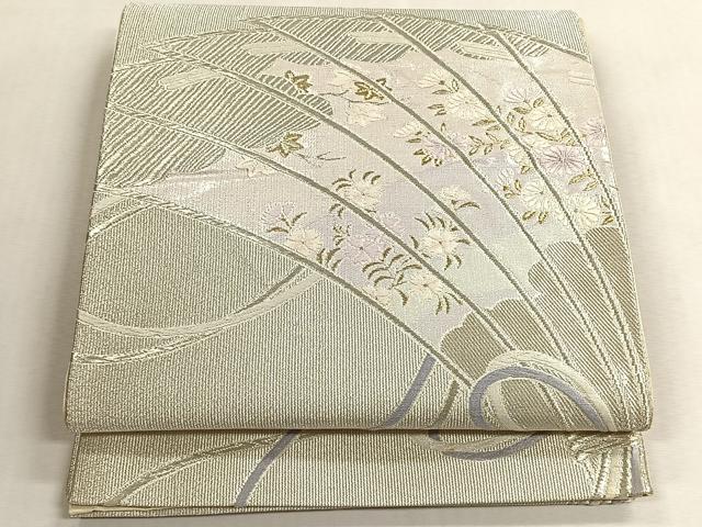 平和屋着物◎六通柄袋帯　唐織　あい絵　金銀糸　三越扱い　正絹　逸品　CABK3110yk