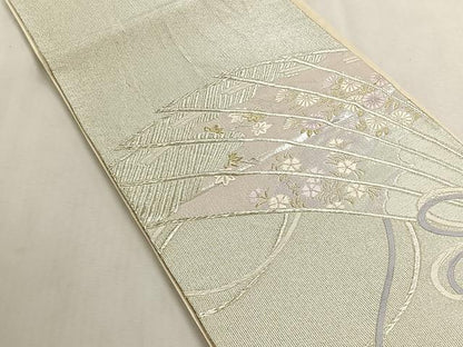 平和屋着物◎六通柄袋帯　唐織　あい絵　金銀糸　三越扱い　正絹　逸品　CABK3110yk
