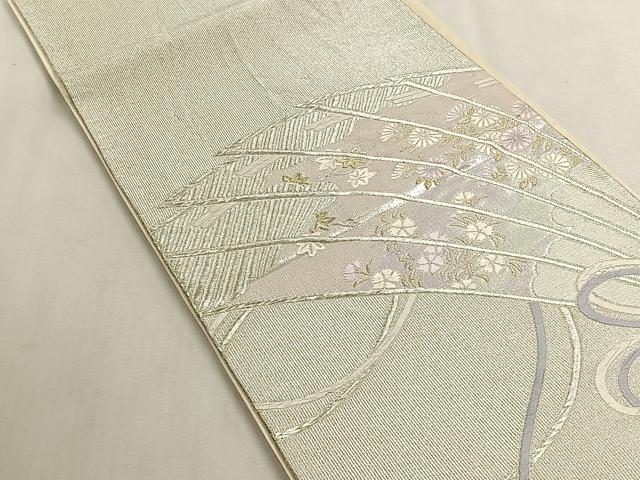 平和屋着物◎六通柄袋帯　唐織　あい絵　金銀糸　三越扱い　正絹　逸品　CABK3110yk