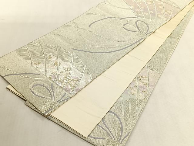 平和屋着物◎六通柄袋帯　唐織　あい絵　金銀糸　三越扱い　正絹　逸品　CABK3110yk