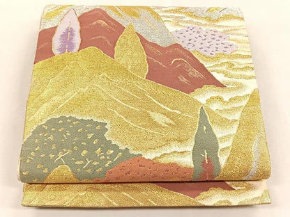 平和屋着物◎六通柄袋帯　唐織　遠山文　金銀糸　正絹　逸品　未使用　CABK3124yk