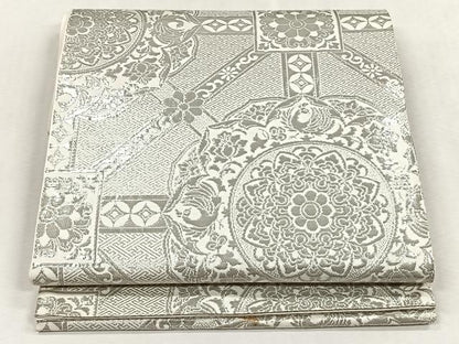 平和屋着物◎六通柄 　本袋帯　正倉院花鳥文　純プラチナ箔　正絹　逸品　CABK3129yk