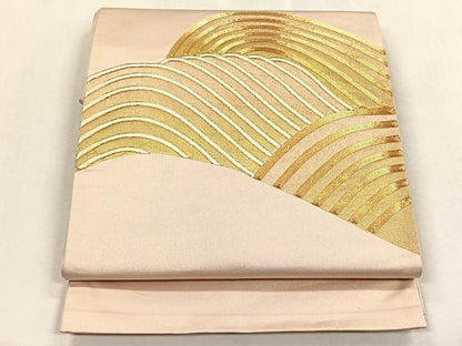 平和屋着物◎太鼓柄袋帯　駒刺繍　重ね山文　金彩　正絹　逸品　CABK3144yk