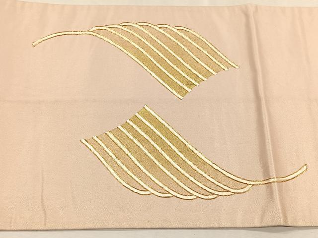 平和屋着物◎太鼓柄袋帯　駒刺繍　重ね山文　金彩　正絹　逸品　CABK3144yk