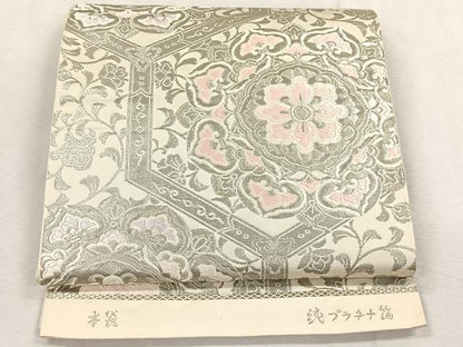 平和屋着物◎六通柄　本袋帯　唐織　正倉院花唐草文　純プラチナ箔　正絹　逸品　CABK3147yk