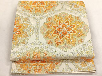 平和屋着物◎六通柄袋帯　唐織　亀甲花文　金銀糸　やまとオリジナル　正絹　逸品　CABK3151yk