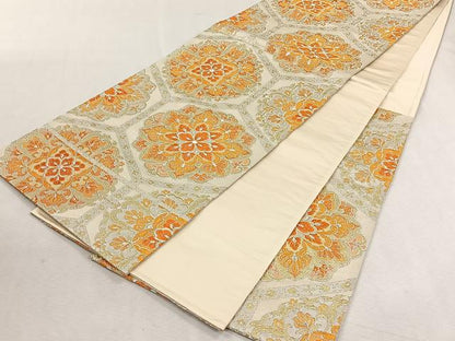 平和屋着物◎六通柄袋帯　唐織　亀甲花文　金銀糸　やまとオリジナル　正絹　逸品　CABK3151yk