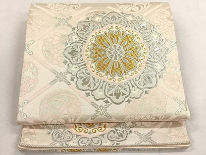 平和屋着物◎六通柄袋帯　正倉院花文　金銀糸　正絹　逸品　CABK3155yk
