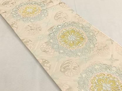 平和屋着物◎六通柄袋帯　正倉院花文　金銀糸　正絹　逸品　CABK3155yk