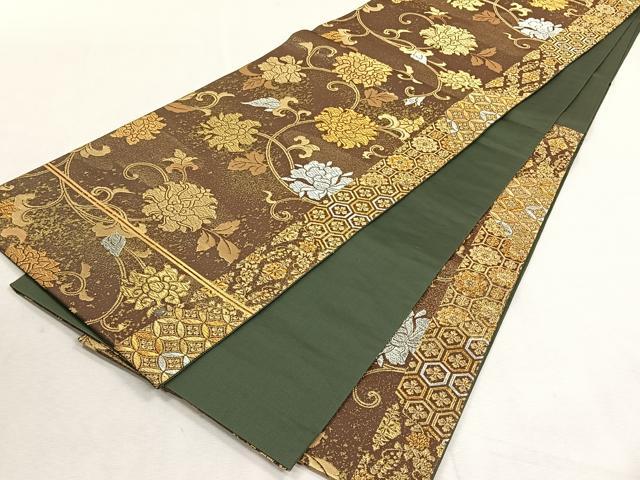 平和屋着物◎六通柄袋帯　牡丹唐草文　本漆箔　金銀糸　正絹　逸品　CABK3159yk
