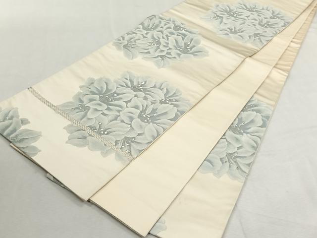 平和屋着物◎六通柄袋帯　唐織　草花文　銀糸　正絹　逸品　CABK3160yk