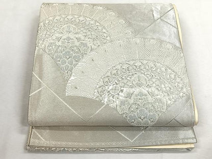 平和屋着物◎六通柄袋帯　唐織　青海波花文　銀糸　正絹　逸品　CABK3167yk