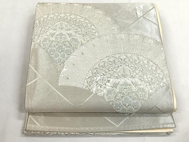平和屋着物◎六通柄袋帯　唐織　青海波花文　銀糸　正絹　逸品　CABK3167yk