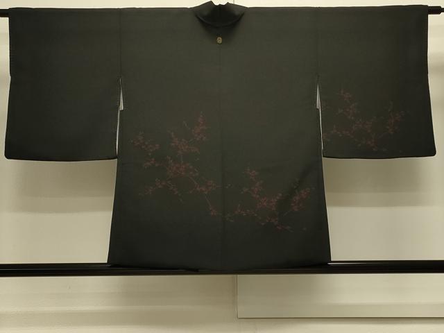 平和屋着物＃羽織　枝楓文　黒地　正絹　逸品　CABK3204in