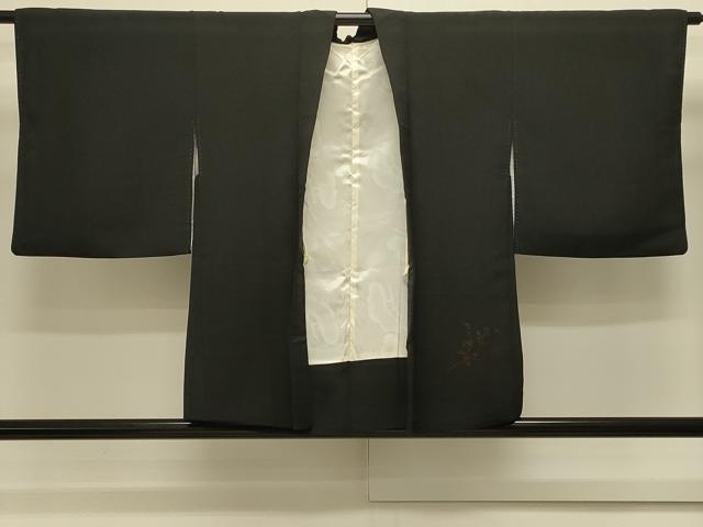 平和屋着物＃羽織　枝楓文　黒地　正絹　逸品　CABK3204in
