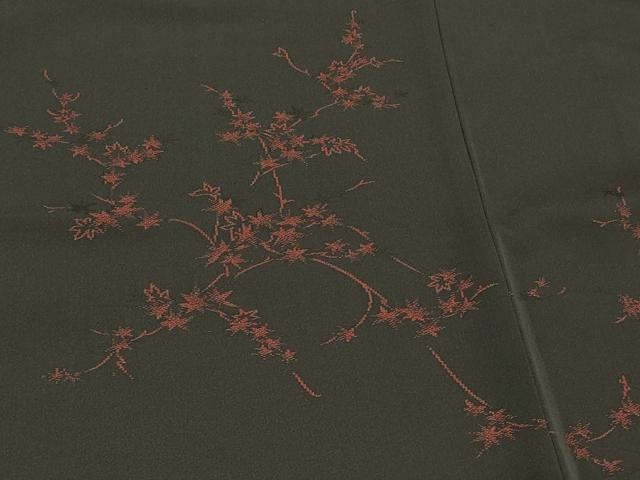 平和屋着物＃羽織　枝楓文　黒地　正絹　逸品　CABK3204in