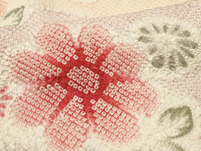 平和屋着物＃名門　藤娘きぬたや・総絞り　羽織　道長草花文　正絹　逸品　CABK3220in
