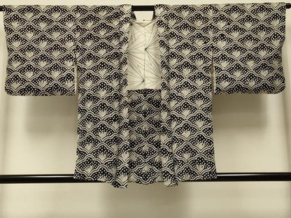 平和屋着物＃羽織　総絞り　青海波文　正絹　逸品　CABK3222in
