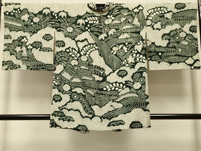 平和屋着物＃本疋田絞り　羽織　総絞り　流水風景花文　正絹　逸品　CABK3223in