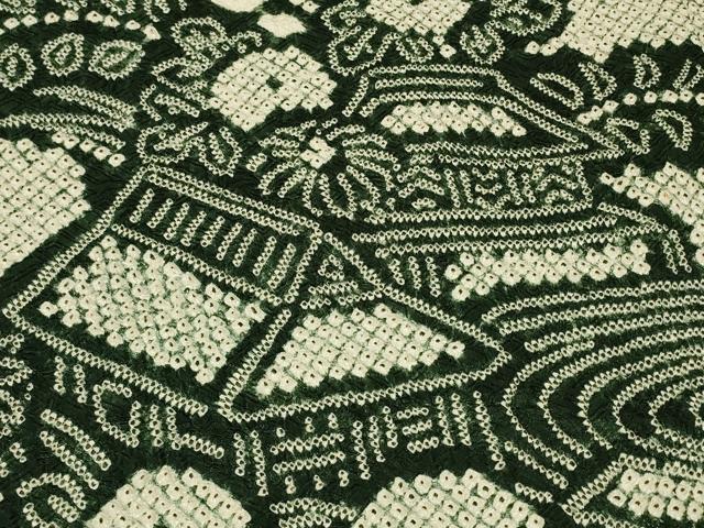 平和屋着物＃本疋田絞り　羽織　総絞り　流水風景花文　正絹　逸品　CABK3223in
