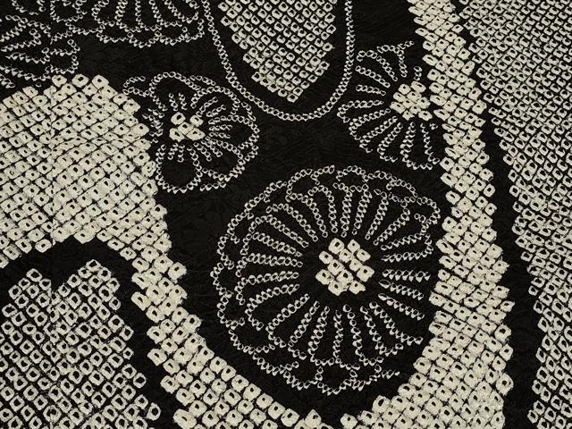 平和屋着物＃羽織　総絞り　道長菊文　黒地　正絹　逸品　CABK3226in