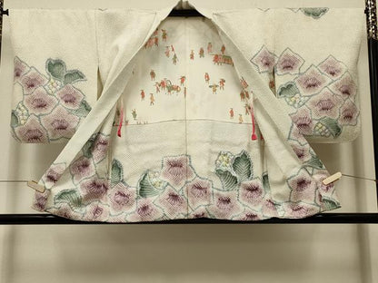 平和屋着物＃羽織　総絞り　草花文　正絹　逸品　CABK3229in