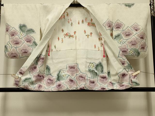 平和屋着物＃羽織　総絞り　草花文　正絹　逸品　CABK3229in