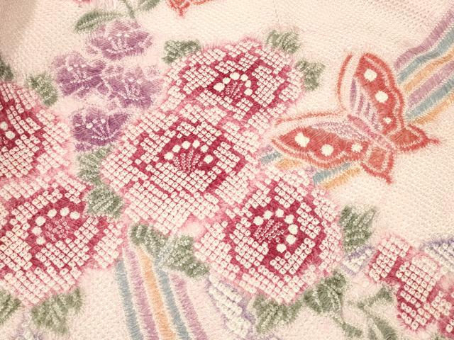 平和屋着物＃名門　藤娘きぬたや・総絞り　羽織　熨斗花鳥文　正絹　逸品　CABK3232in