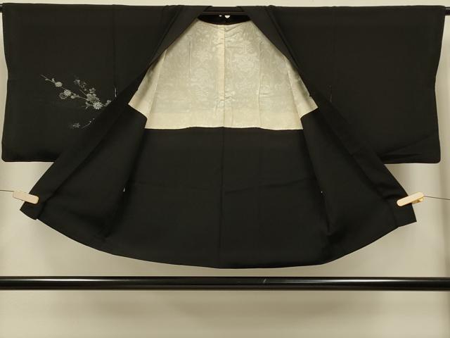 平和屋着物＃羽織　寿光織　枝花文　黒地　金銀糸　正絹　逸品　CABK3237in
