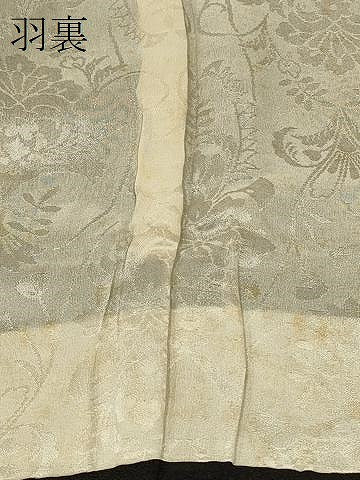 平和屋着物＃羽織　寿光織　枝花文　黒地　金銀糸　正絹　逸品　CABK3237in