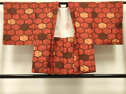 平和屋着物＃羽織　霞亀甲文　正絹　逸品　未使用　CABK3239in