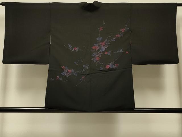 平和屋着物＃羽織　蔦の葉文　黒地　正絹　逸品　CABK3240in