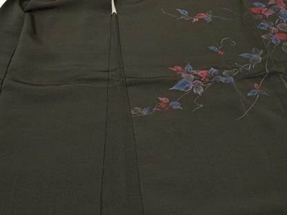 平和屋着物＃羽織　蔦の葉文　黒地　正絹　逸品　CABK3240in