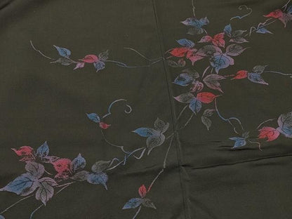 平和屋着物＃羽織　蔦の葉文　黒地　正絹　逸品　CABK3240in