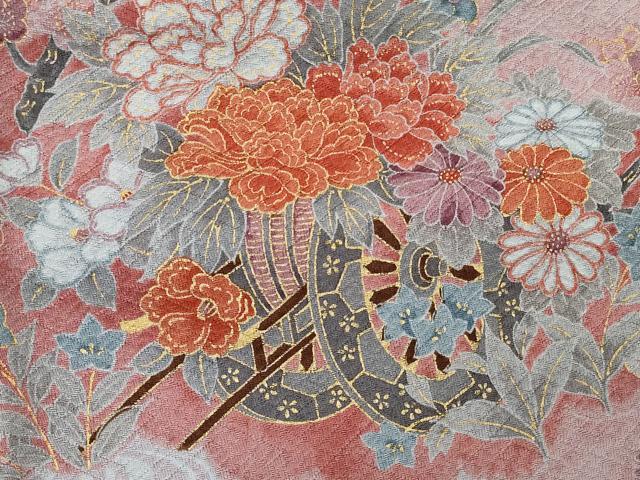 平和屋着物＃道中着　花車文　金彩　ロング丈　正絹　逸品　未使用　CABK3241in