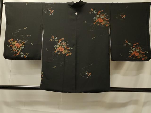 平和屋着物＃羽織　寿光織　花車文　黒地　金糸　正絹　逸品　CABK3243in
