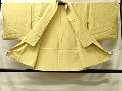 平和屋着物＃羽織　色無地　単衣　南天地紋　黃支子色　正絹　逸品　CABK3247in
