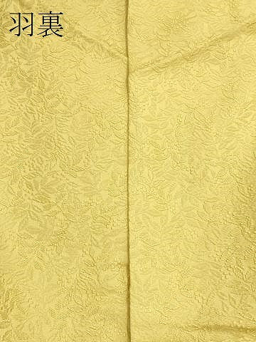 平和屋着物＃羽織　色無地　単衣　南天地紋　黃支子色　正絹　逸品　CABK3247in