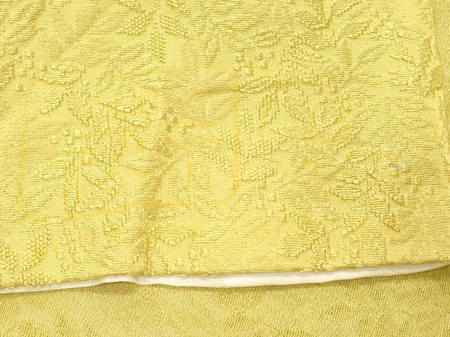 平和屋着物＃羽織　色無地　単衣　南天地紋　黃支子色　正絹　逸品　CABK3247in