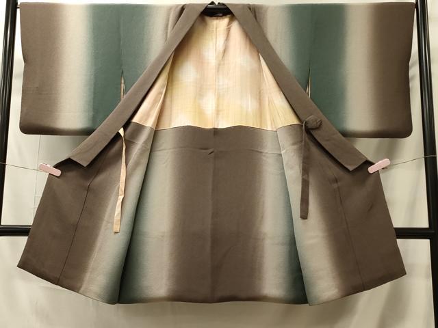 平和屋着物＃道中着　間道　暈し染め　鬼しぼ縮緬　ロング丈　正絹　逸品　CABK3248in