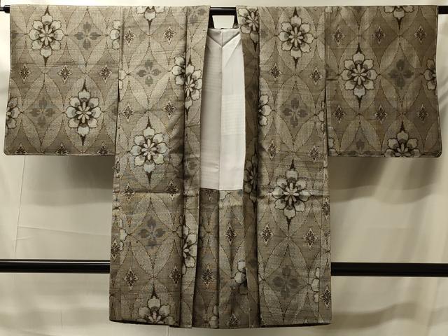 平和屋着物＃本場大島紬　長羽織　割り込み絣　七宝花文　正絹　逸品　未使用　CABK3254in