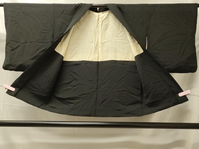 平和屋着物＃羽織　駒刺繍　飛鶴文　黒地　金糸　正絹　逸品　CABK3255in