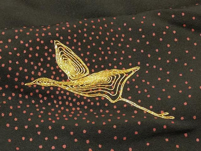 平和屋着物＃羽織　駒刺繍　飛鶴文　黒地　金糸　正絹　逸品　CABK3255in