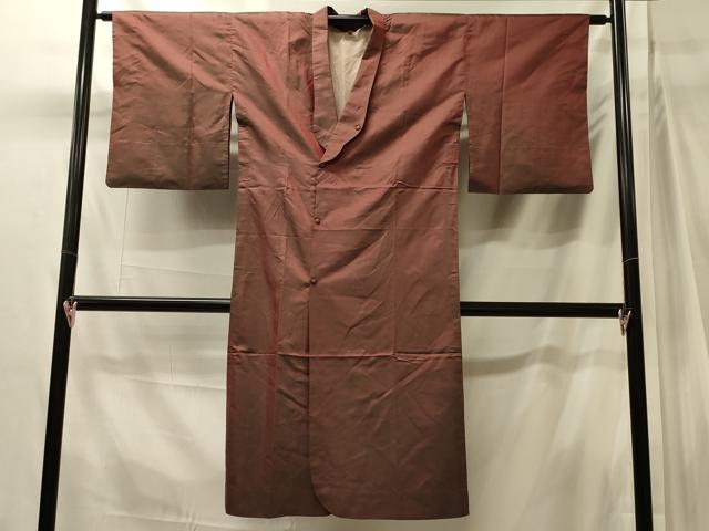 平和屋着物＃道行コート　雨コート　単衣　霞文　ロング丈　正絹　逸品　CABK3258in
