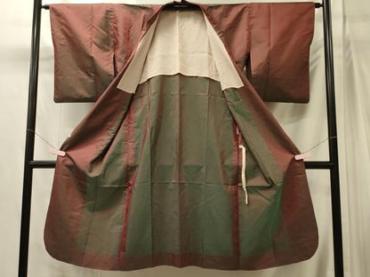 平和屋着物＃道行コート　雨コート　単衣　霞文　ロング丈　正絹　逸品　CABK3258in